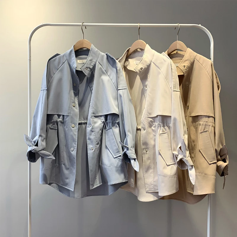 Liva girl New Loose Trench Coat Spring Autumn Women's Hooded Windbreaker Outerwear Female Casual | Женская одежда