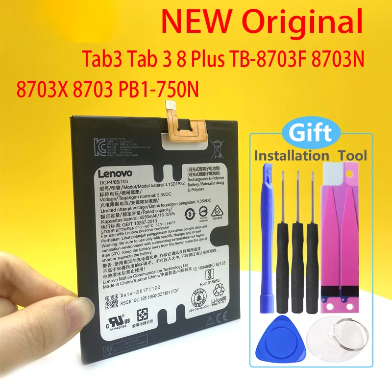 New Original L15D1P32 4250mAh Battery For Lenovo Tab3 Tab 3 8 Plus TB-8703F 8703N 8703X 8703 PB1-750N PB1 750N Phone In Stock 
New Original L15D1P32 4250mAh Battery For Lenovo Tab3 Tab 3 8 Plus TB-8703F 8703N 8703X 8703 PB1-750N PB1 750N Phone In Stock