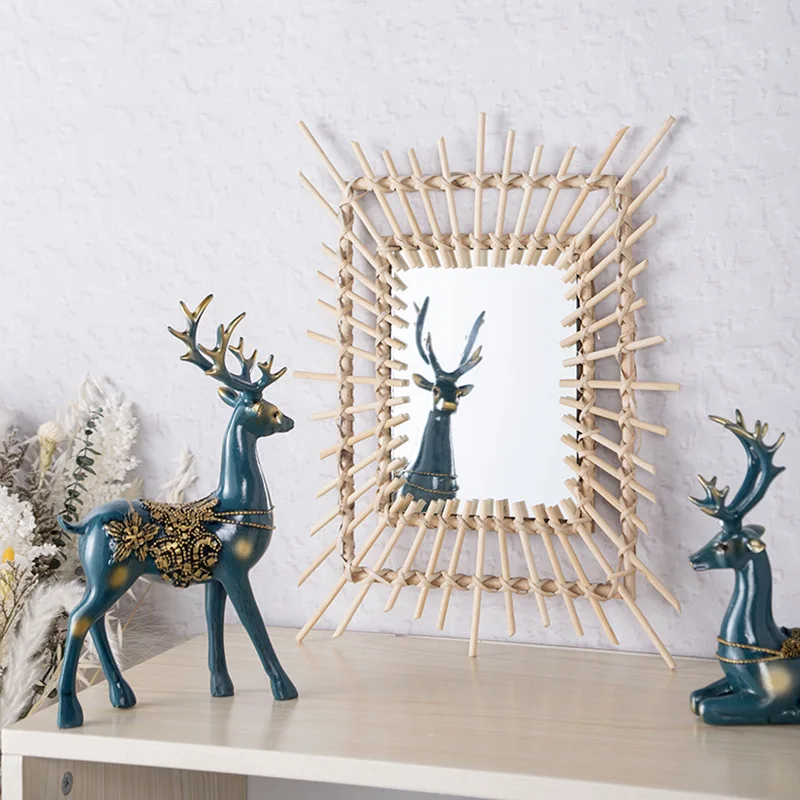 Square Bamboo Woven Decorative Mirror Rattan Wall Mirror Simple Wall Hanging Makeup Mirror Farmhouse Decor
Square Bamboo Woven Decorative Mirror Rattan Wall Mirror Simple Wall Hanging Makeup Mirror Farmhouse Decor