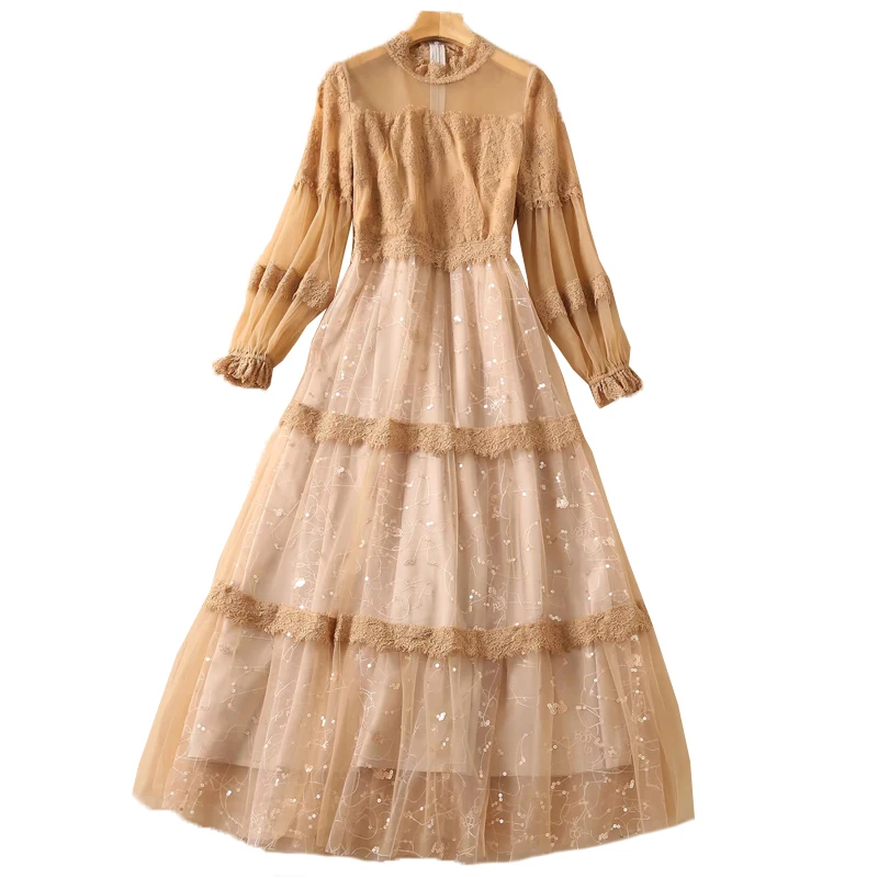 2022 Fall Runway New Style Sexy Lace Long Sleeve Stitching Mesh Sequins Slim Fit Mid-Length Dress High Quality Women'S Clothing
2022 Fall Runway New Style Sexy Lace Long Sleeve Stitching Mesh Sequins Slim Fit Mid-Length Dress High Quality Women'S Clothing