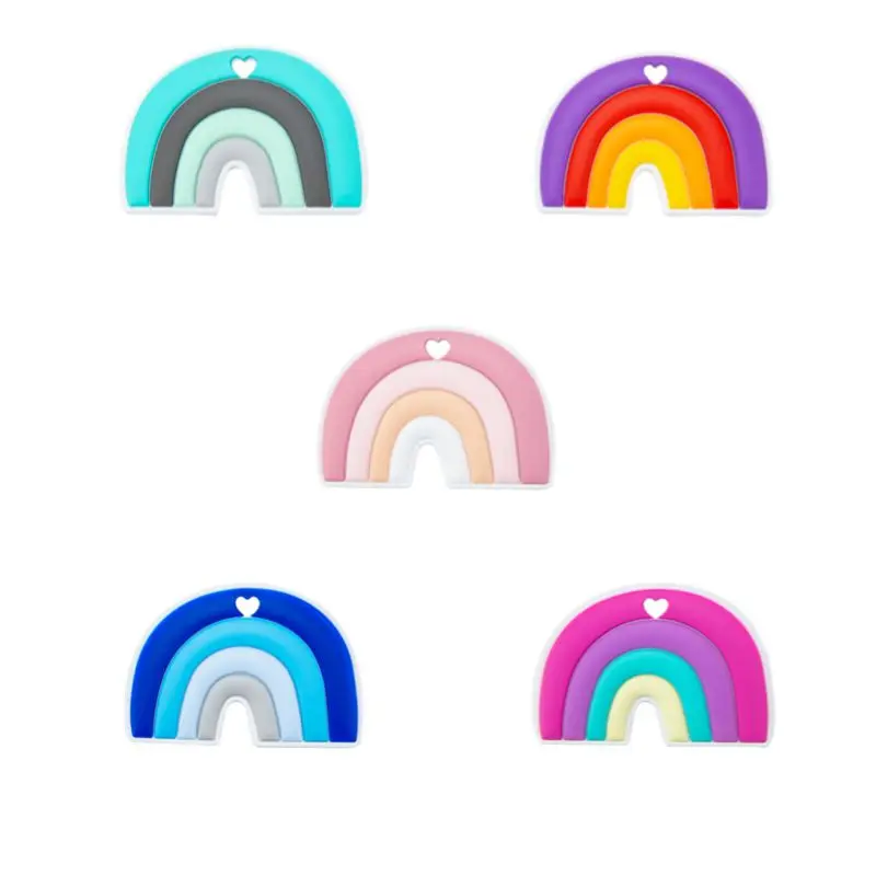 Baby Silicone Rainbow Teether Cartoon Food Grade Silicone Pendant Teething Toy Baby Teether Gift Baby Products For Newborns
Baby Silicone Rainbow Teether Cartoon Food Grade Silicone Pendant Teething Toy Baby Teether Gift Baby Products For Newborns