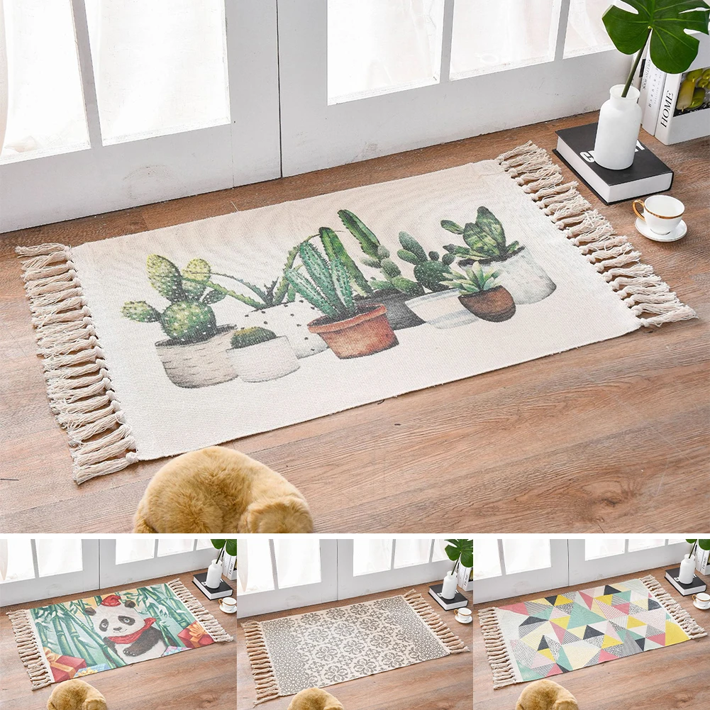 60*90 Cm Rug Boho Vintage Printed Rugs With Tassels Hand Woven Floor Mat For Living Room Bedroom Kitchen Cotton Entrance Rug
60*90 Cm Rug Boho Vintage Printed Rugs With Tassels Hand Woven Floor Mat For Living Room Bedroom Kitchen Cotton Entrance Rug