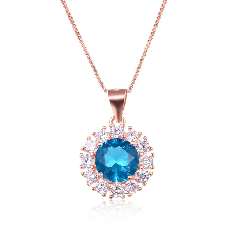 New 925 Sterling Silver Jewelry Created Round Blue Sapphire Necklace For Women Wedding Rose Gold Chain Brand Fine Jewelry
New 925 Sterling Silver Jewelry Created Round Blue Sapphire Necklace For Women Wedding Rose Gold Chain Brand Fine Jewelry