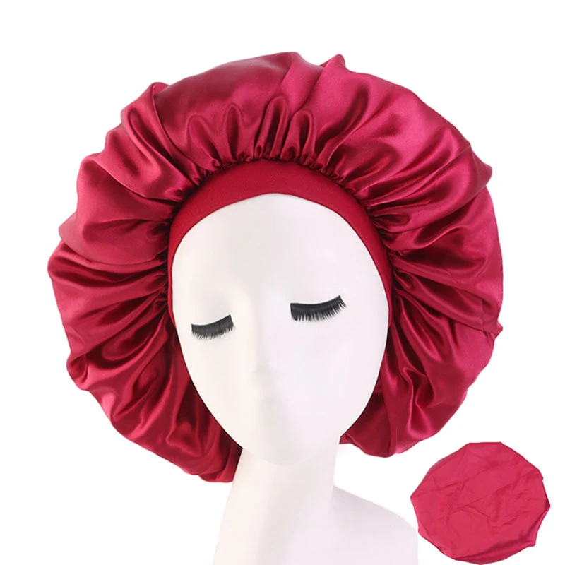 Extra Large Satin Silky Bonnet Sleep Cap with Premium Elastic Band For Women Solid Color Head Wrap Brimmed Nightcap Night Hat
Extra Large Satin Silky Bonnet Sleep Cap with Premium Elastic Band For Women Solid Color Head Wrap Brimmed Nightcap Night Hat