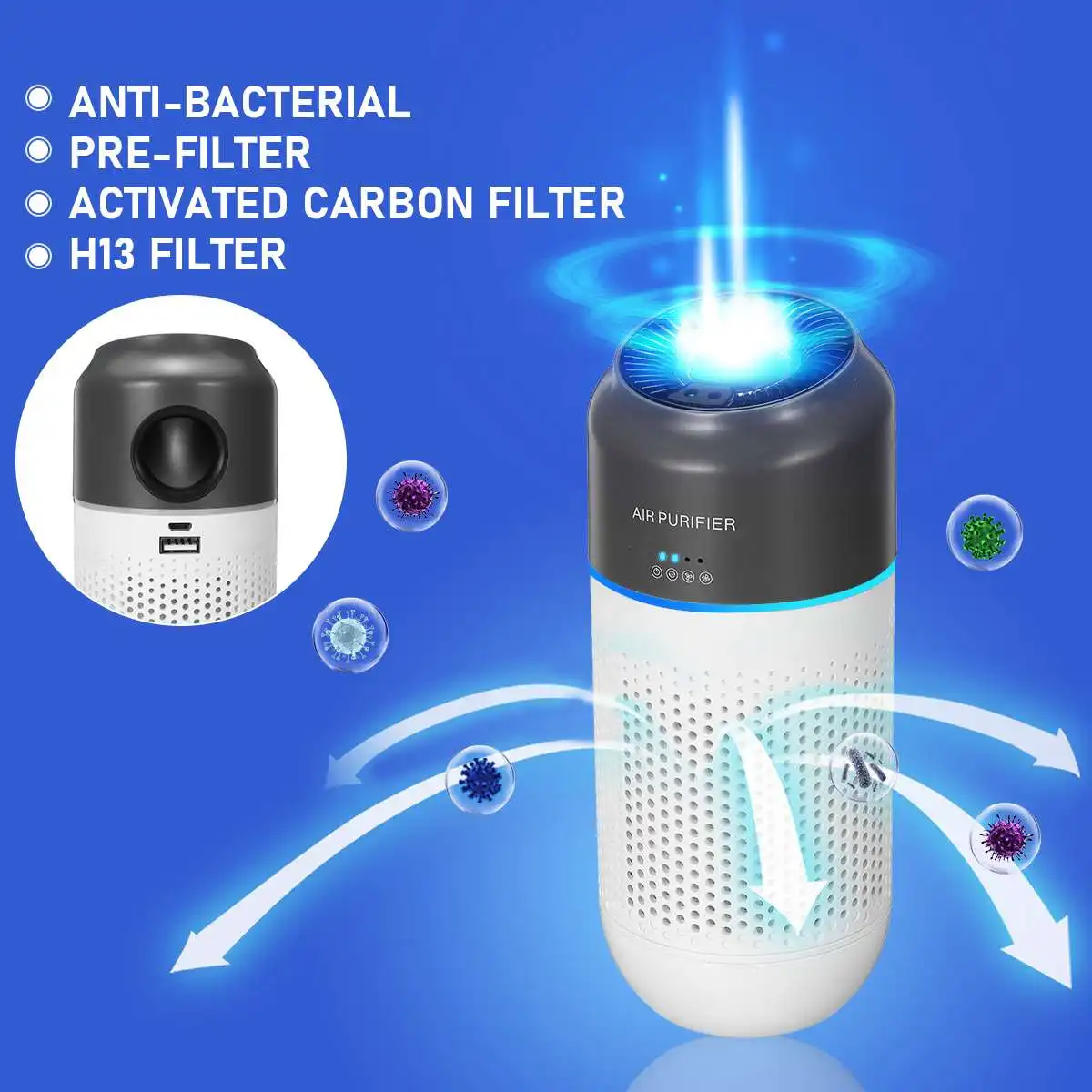 Portable Home Car Air Purifiers USB PM2.5 Mini Air Purifier HEPA Filter 2 Speed Gesture Sensor Air Cleaner Formaldehyde Remover
Portable Home Car Air Purifiers USB PM2.5 Mini Air Purifier HEPA Filter 2 Speed Gesture Sensor Air Cleaner Formaldehyde Remover