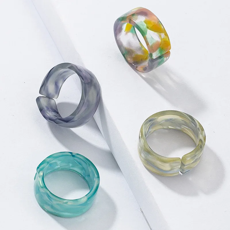 4pcs/set Fashion Colorful Acrylic Geometric round Resin Open Rings Set Marble Texture Design Index Ring For Women Jewelry Gifts
4pcs/set Fashion Colorful Acrylic Geometric round Resin Open Rings Set Marble Texture Design Index Ring For Women Jewelry Gifts