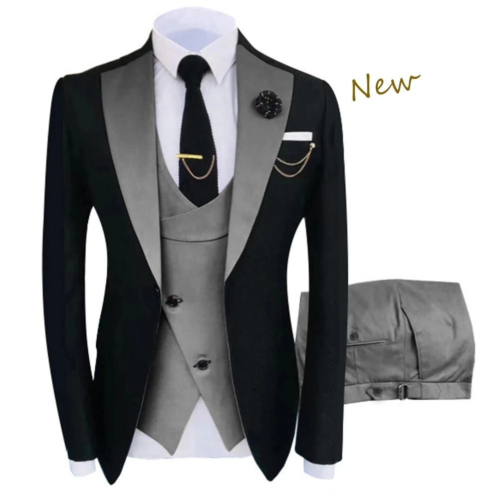 2022 New Costume Popular Clothing Luxury Party Stage Black Jacket With Grey Peak Lapel And Vest Pants Men's Slim Fit Tuxedo 3 Pc
2022 New Costume Popular Clothing Luxury Party Stage Black Jacket With Grey Peak Lapel And Vest Pants Men's Slim Fit Tuxedo 3 Pc