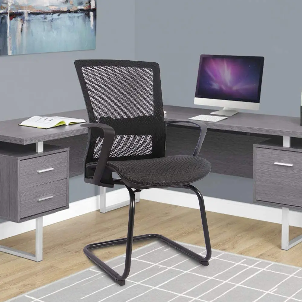 

Office Chair, Executive Reception Chair Mid-Back Waiting Conference Room Guest Chairs with Lumbar Support and Armrests