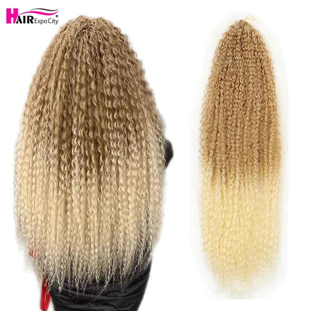 

20-28 Inch Afro Kinky Curly Crochet Braids Hair Ombre Braiding Hair Extensions Marly Hair For Women Brown 613 Hair Expo City