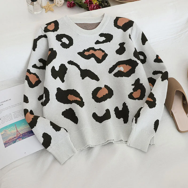 Leopard Print Short Knitted Pullovers For Women One Size Elastic O-Neck Sweaters Long Sleeve Knitwear Tops Streetwear Femme
Leopard Print Short Knitted Pullovers For Women One Size Elastic O-Neck Sweaters Long Sleeve Knitwear Tops Streetwear Femme