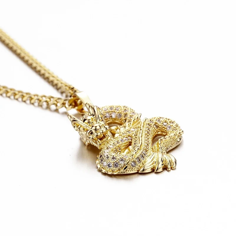 Personality Gold Color Zircon Dragon Necklace Pendant for Men Women Hip Hop Gold Chain Rhinestone Iced Out Necklace Jewelry
Personality Gold Color Zircon Dragon Necklace Pendant for Men Women Hip Hop Gold Chain Rhinestone Iced Out Necklace Jewelry