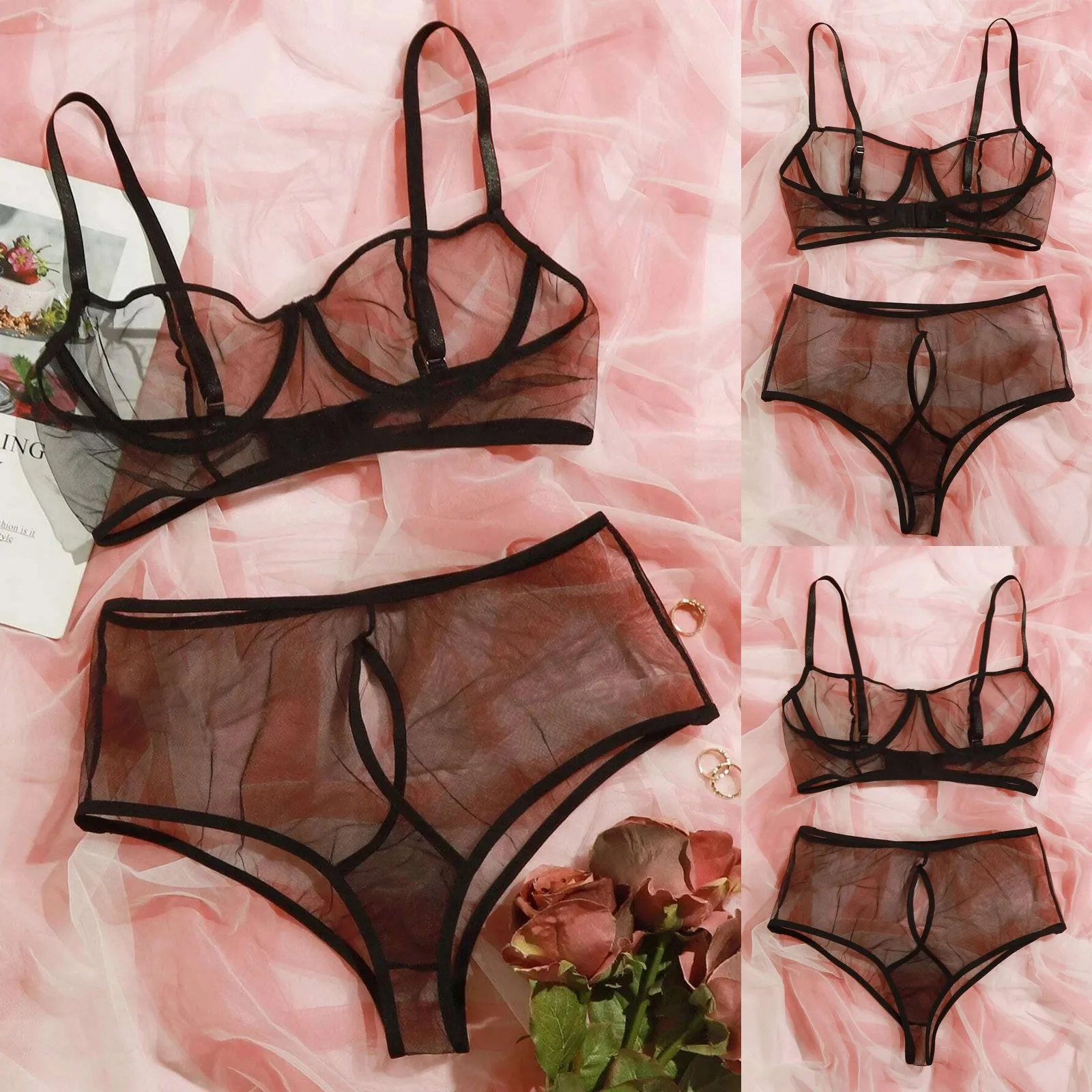 Erotic Underwear Bra With Thong Three Point Lingerie With Steel Ring Women Camisole Soft Pyjamas Set Lace Temptation Lingerie
Erotic Underwear Bra With Thong Three Point Lingerie With Steel Ring Women Camisole Soft Pyjamas Set Lace Temptation Lingerie