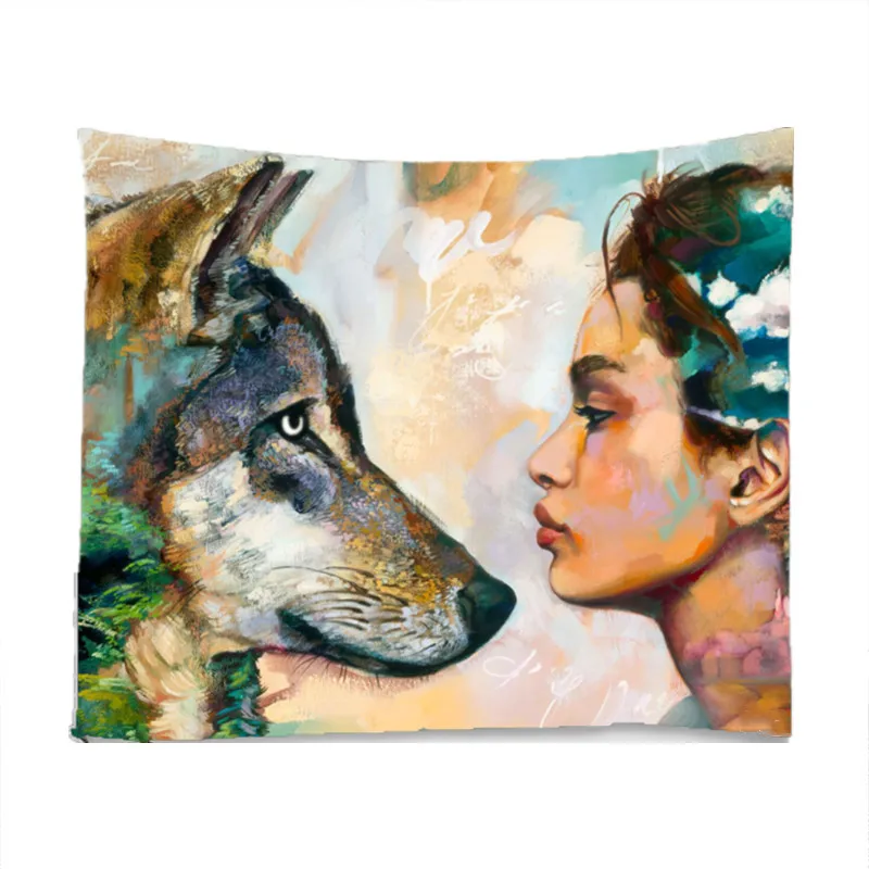 FFO Animal Wolf And Women Tapestry Hippie Wall Hanging Bohemian Mandala Beach Towel Oil Painting Style Wallposter Art Dorm Deco
FFO Animal Wolf And Women Tapestry Hippie Wall Hanging Bohemian Mandala Beach Towel Oil Painting Style Wallposter Art Dorm Deco