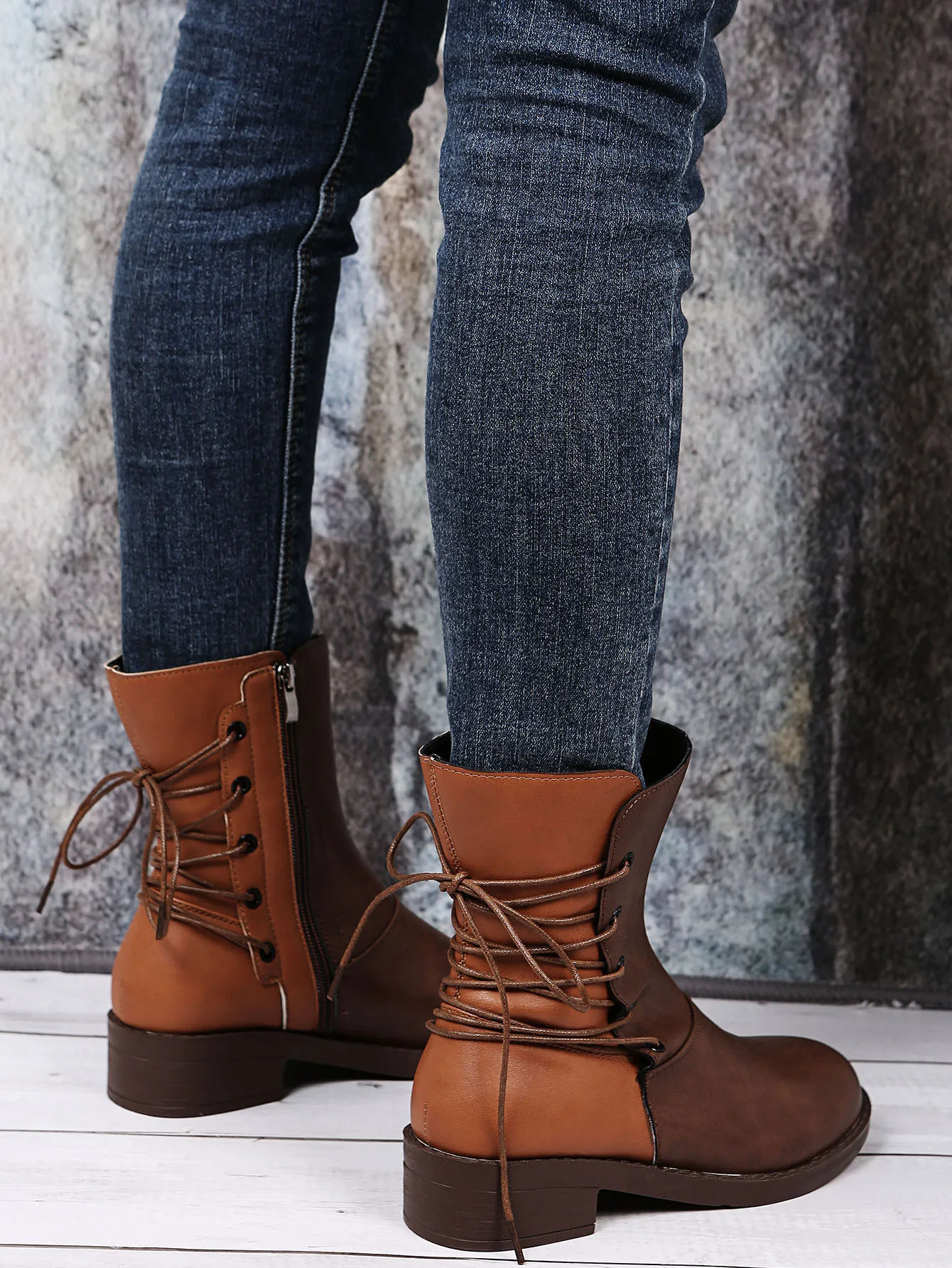 Удобные женские ботинки на молнии сзади Зимние Модные средней длины большие