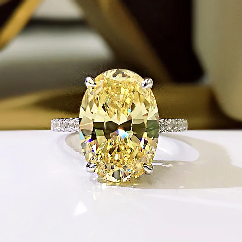 Real 925 Sterling Silver Wedding Rings For Women Party Sparkling 9*13mm Pink Yellow Oval High Carbon Diamond Fine Jewelry
Real 925 Sterling Silver Wedding Rings For Women Party Sparkling 9*13mm Pink Yellow Oval High Carbon Diamond Fine Jewelry