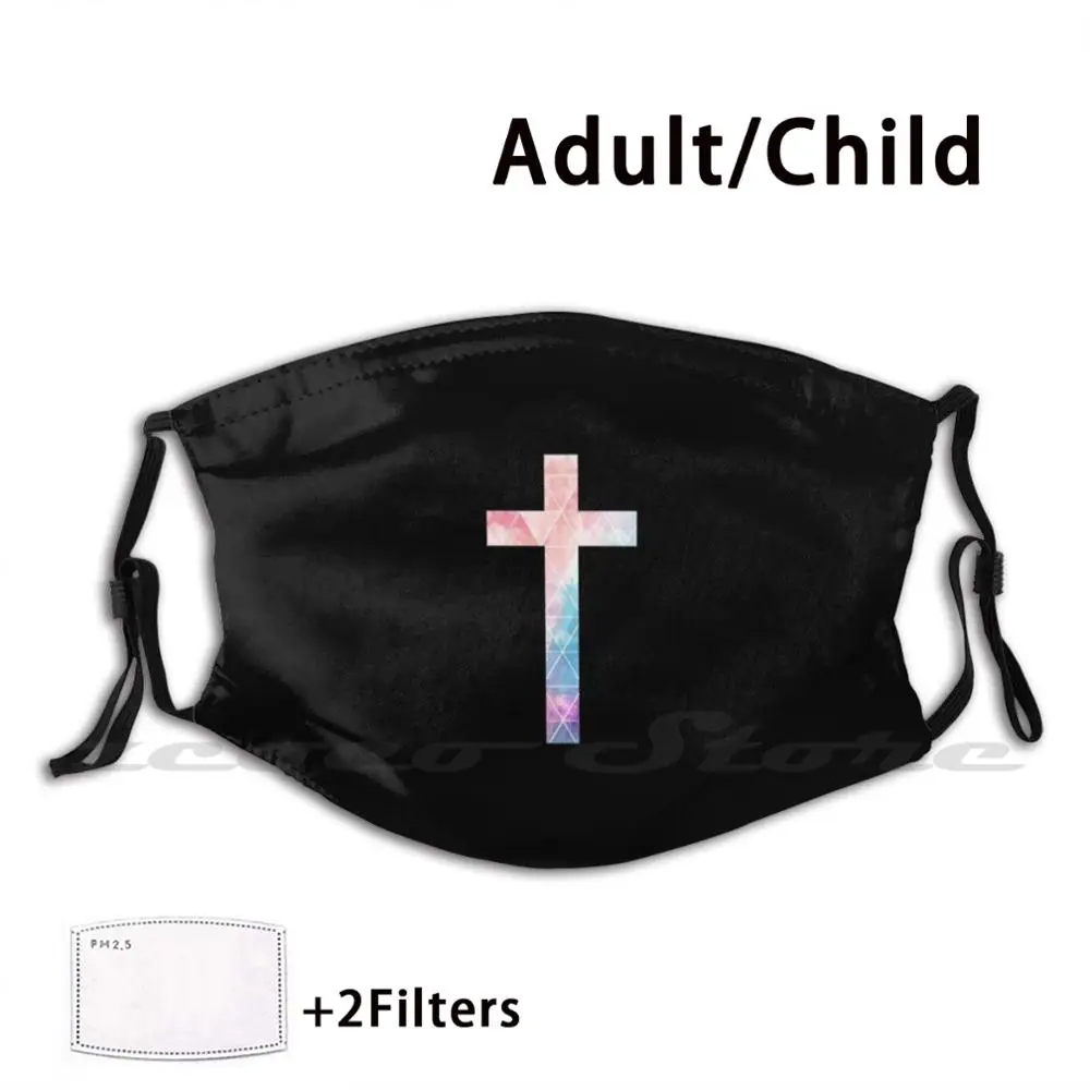 

Christian Cross Mask Cloth Washable DIY Filter Pm2.5 Adult Kids Cross Christian Christianity Jesus Christ God Hope Faith Bible