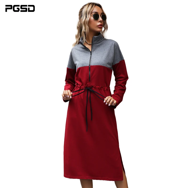 PGSD 2020 Autumn Winter dress fashion casual Grey wine red patchwork turtlencek Long Sleeve Split tie-wraps Midi skirt
PGSD 2020 Autumn Winter dress fashion casual Grey wine red patchwork turtlencek Long Sleeve Split tie-wraps Midi skirt