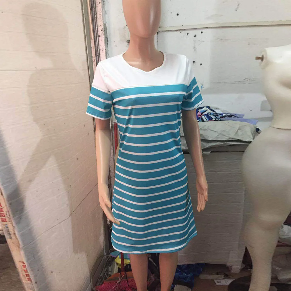 Striped Splicing Summer Beach Short Dress Women Round Neck Short Sleeve T-Shirt Dress Casual Female Plus Size Club Party Dresses
Striped Splicing Summer Beach Short Dress Women Round Neck Short Sleeve T-Shirt Dress Casual Female Plus Size Club Party Dresses