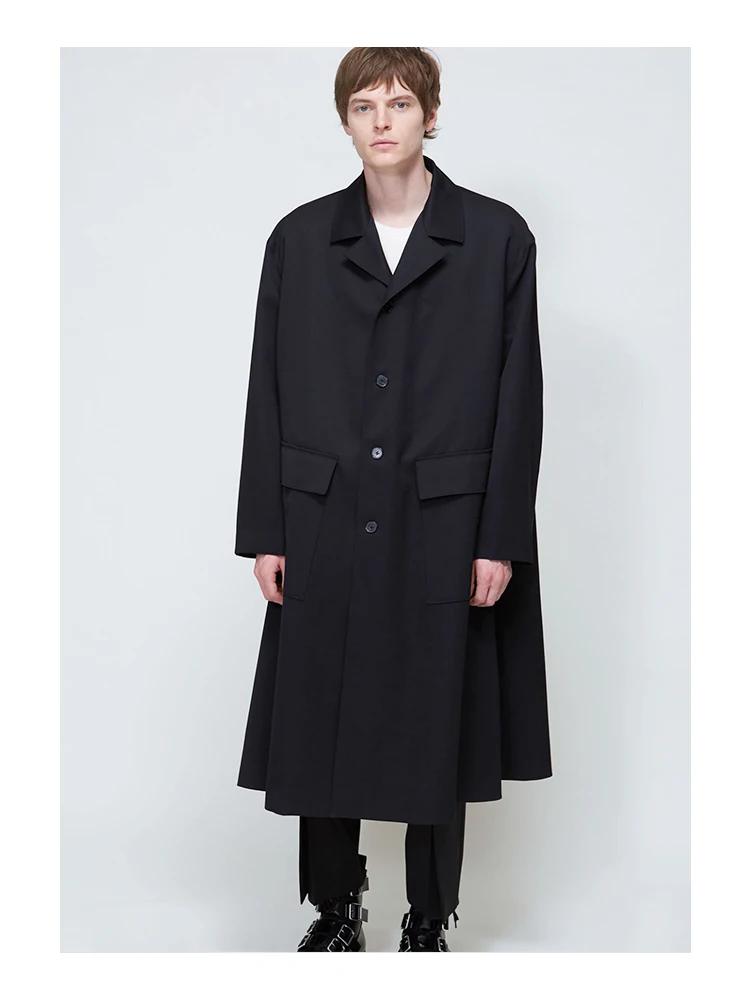 Super loose long profile tooling simple windbreaker men's casual A-shaped pocket coat
Super loose long profile tooling simple windbreaker men's casual A-shaped pocket coat