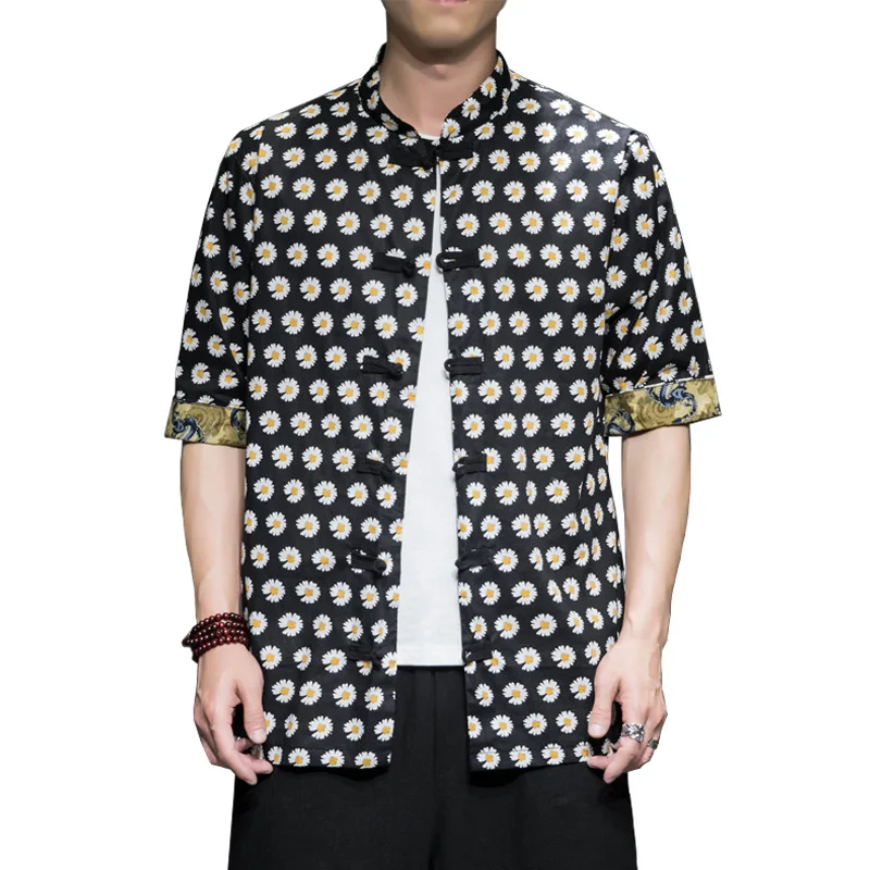 2021 Men's Summer Clothing New Short Sleeve Shirt Daisy Floral Print Frog Button Shirt
2021 Men's Summer Clothing New Short Sleeve Shirt Daisy Floral Print Frog Button Shirt