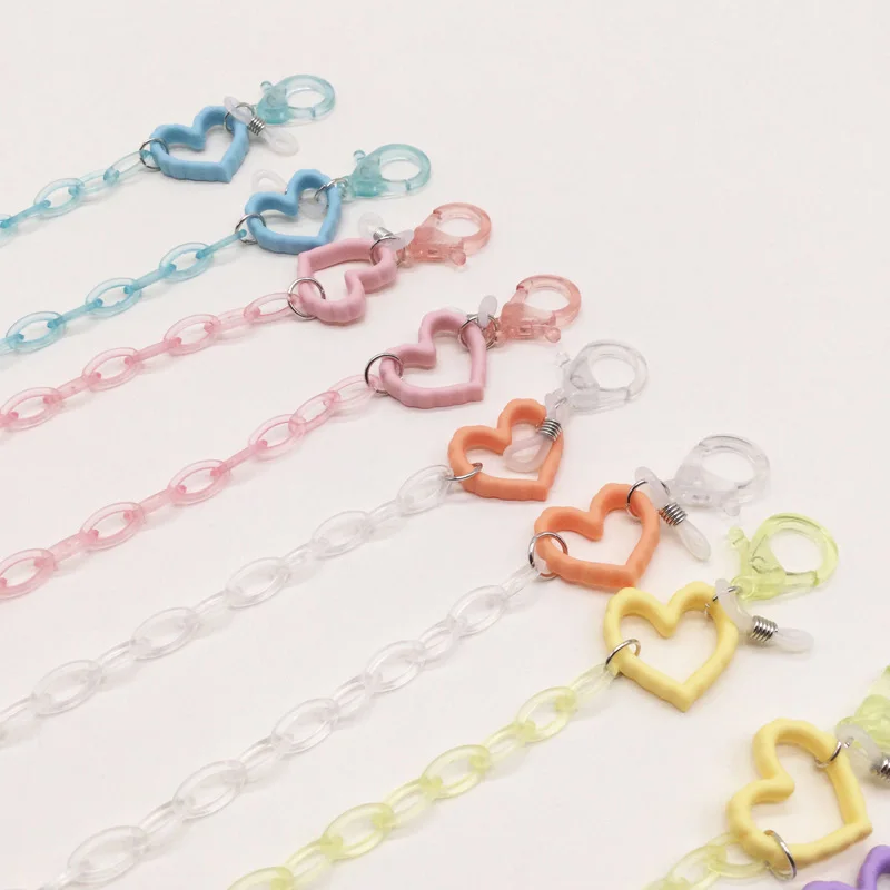 2021 New Acrylic Mask Chain Candy Color Heart Glasses Lanyard Chains Neck Hanging Strap Accessories For Woman Students
2021 New Acrylic Mask Chain Candy Color Heart Glasses Lanyard Chains Neck Hanging Strap Accessories For Woman Students