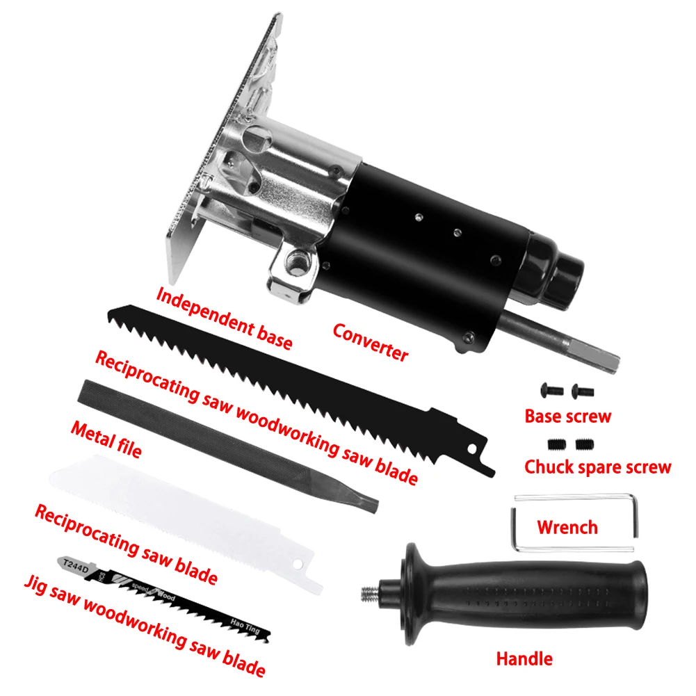 Multifunction Reciprocating Saw Adapter Set Metal File Cutter Drill Attachment Wood Metal Cutting Electric Drill Tools Set
Multifunction Reciprocating Saw Adapter Set Metal File Cutter Drill Attachment Wood Metal Cutting Electric Drill Tools Set