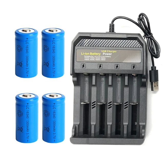 3.7V 1300mAh 16340 Li-ion Rechargeable Batteries CR123A Battery For LED Flashlight Travel Wall Charger For 16340 CR123A Battery
3.7V 1300mAh 16340 Li-ion Rechargeable Batteries CR123A Battery For LED Flashlight Travel Wall Charger For 16340 CR123A Battery