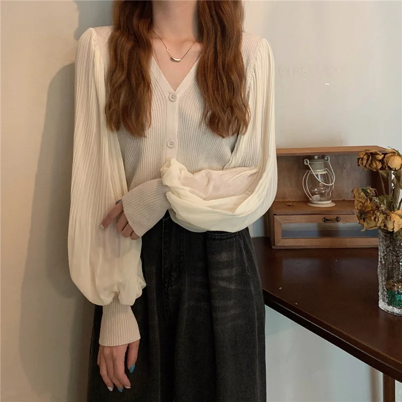 Sweet Women Tops New Spring Autumn Korean Lantern Sleeve Elegant Casual Top Blouse Single Breasted Fashion Women Shirts
Sweet Women Tops New Spring Autumn Korean Lantern Sleeve Elegant Casual Top Blouse Single Breasted Fashion Women Shirts