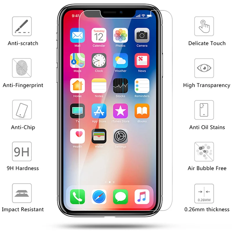 Закаленное защитное стекло HD для iPhone 5 11 Pro Max 7 8 6 6S Plus XS XR X 5S | Мобильные телефоны и