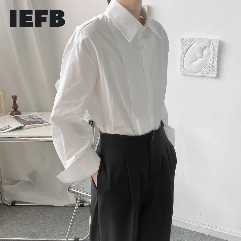 IEFB Korean Streetwear Black Shirts For Men Design Simple Asymmetric Temperament Men's Long Sleeve Loose White Shirt 9Y7036
IEFB Korean Streetwear Black Shirts For Men Design Simple Asymmetric Temperament Men's Long Sleeve Loose White Shirt 9Y7036