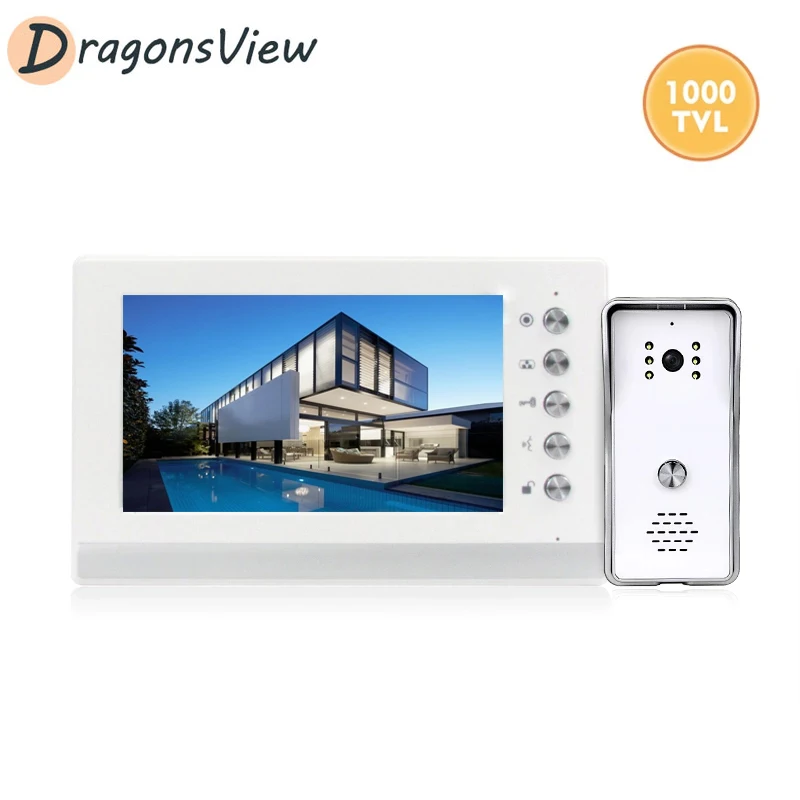 Видеодомофон Dragonsview с замком монитор 7 дюймов ИК-камера 1000TVL видеодомофон система
