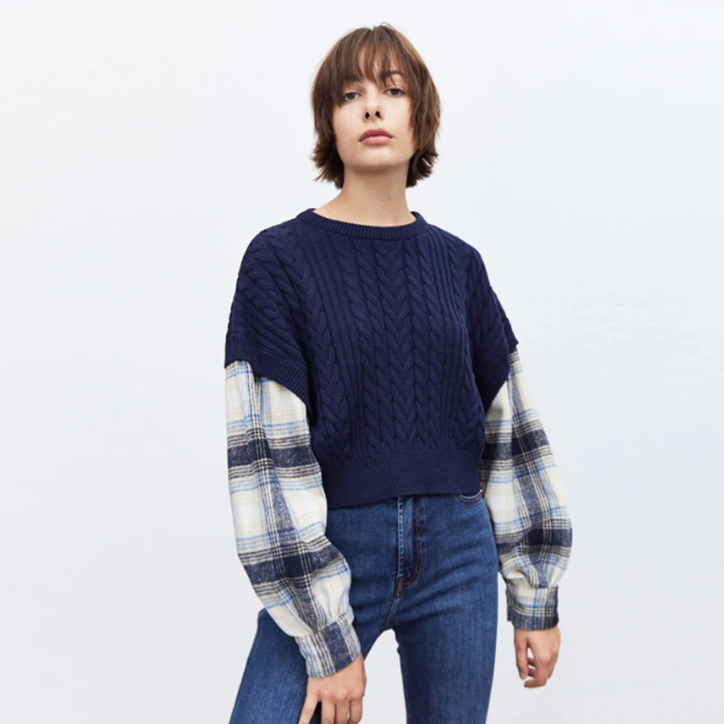 O-Neck Long Sleeve Knitted Stitching Sweater Fashion Fake Two -Piece Top 2021 Europe And America Spring Casual Women Clothing
O-Neck Long Sleeve Knitted Stitching Sweater Fashion Fake Two -Piece Top 2021 Europe And America Spring Casual Women Clothing