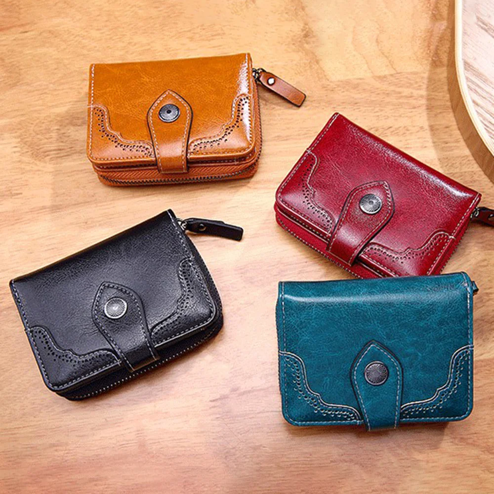 Women Wallet Retro Oil Wax Leather Female Short Wallet For Ladies High Quality Hasp Zipper Purse Card Holders Wallet 2021 Winter
Women Wallet Retro Oil Wax Leather Female Short Wallet For Ladies High Quality Hasp Zipper Purse Card Holders Wallet 2021 Winter