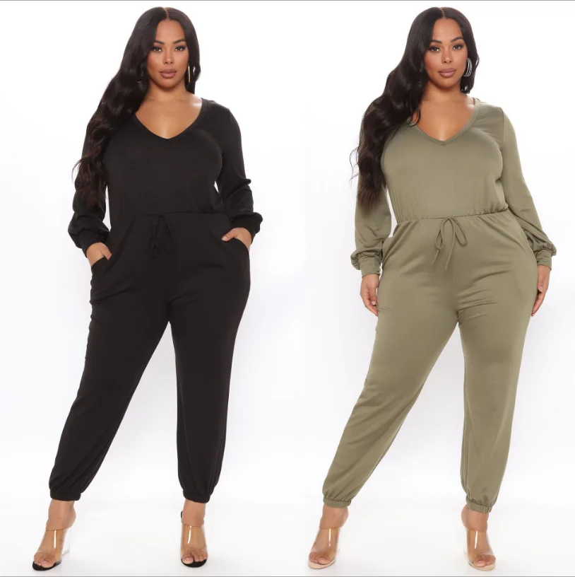 Hot Selling Women Pure Color Jumpsuits 2021 Autumn New Plus Size XL-5XL V-Neck Backless Hollow Out Lace-up Casual Rompers
Hot Selling Women Pure Color Jumpsuits 2021 Autumn New Plus Size XL-5XL V-Neck Backless Hollow Out Lace-up Casual Rompers