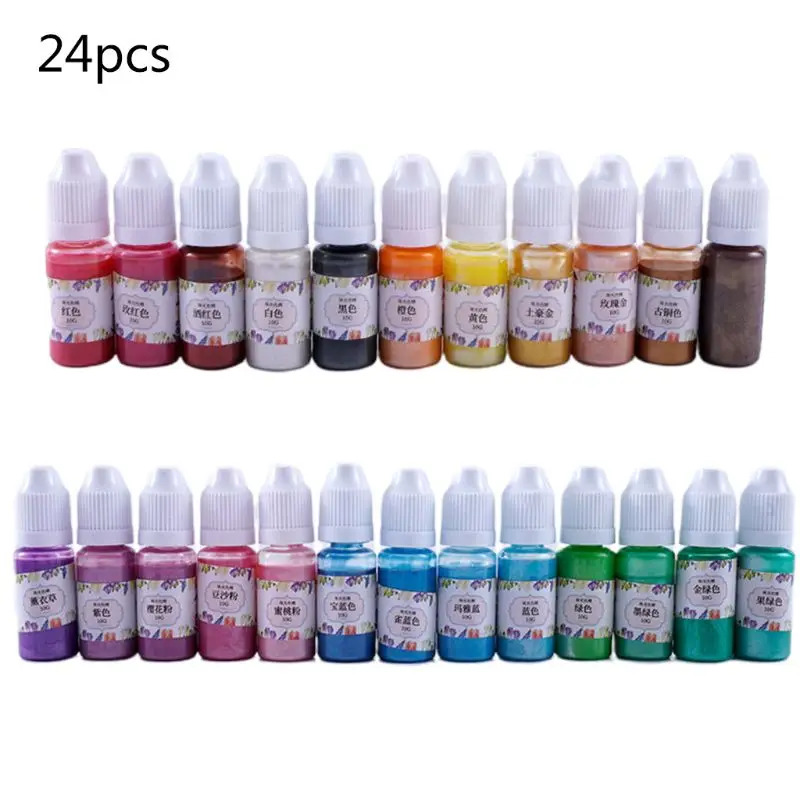 24 Colors Epoxy Pigment UV Resin Coloring Dye Liquid Colorant Glitter Fillings for DIY Handmade Jewelry Making Crafts Accessory
24 Colors Epoxy Pigment UV Resin Coloring Dye Liquid Colorant Glitter Fillings for DIY Handmade Jewelry Making Crafts Accessory