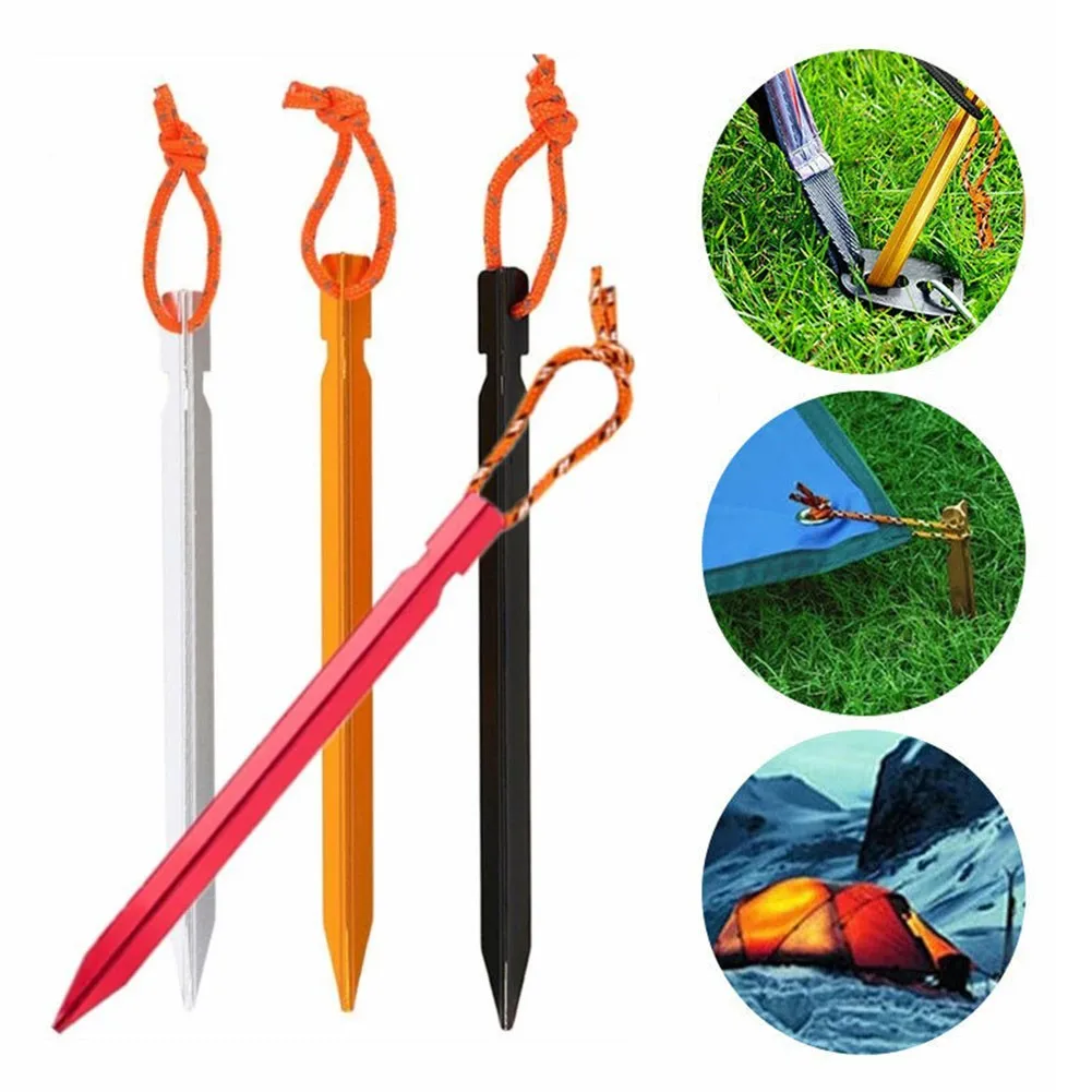 18cm Aluminum Alloy Tent Pegs Nails With Rope Stake Camping Hiking Equipment Outdoor Traveling Tent Sand Ground Accessories
18cm Aluminum Alloy Tent Pegs Nails With Rope Stake Camping Hiking Equipment Outdoor Traveling Tent Sand Ground Accessories