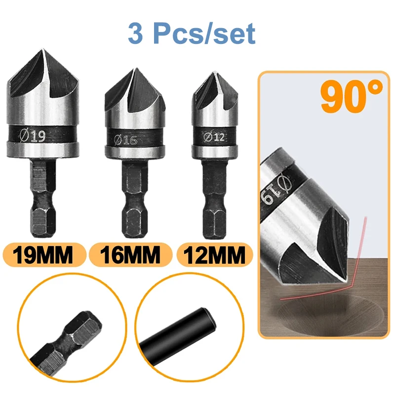 3pcs Hex/Round Hss Countersink Boring Drill Bit Set Hexagonal Shank Carbon Steel for Wood Metal Quick Change Drill Bit Tool
3pcs Hex/Round Hss Countersink Boring Drill Bit Set Hexagonal Shank Carbon Steel for Wood Metal Quick Change Drill Bit Tool