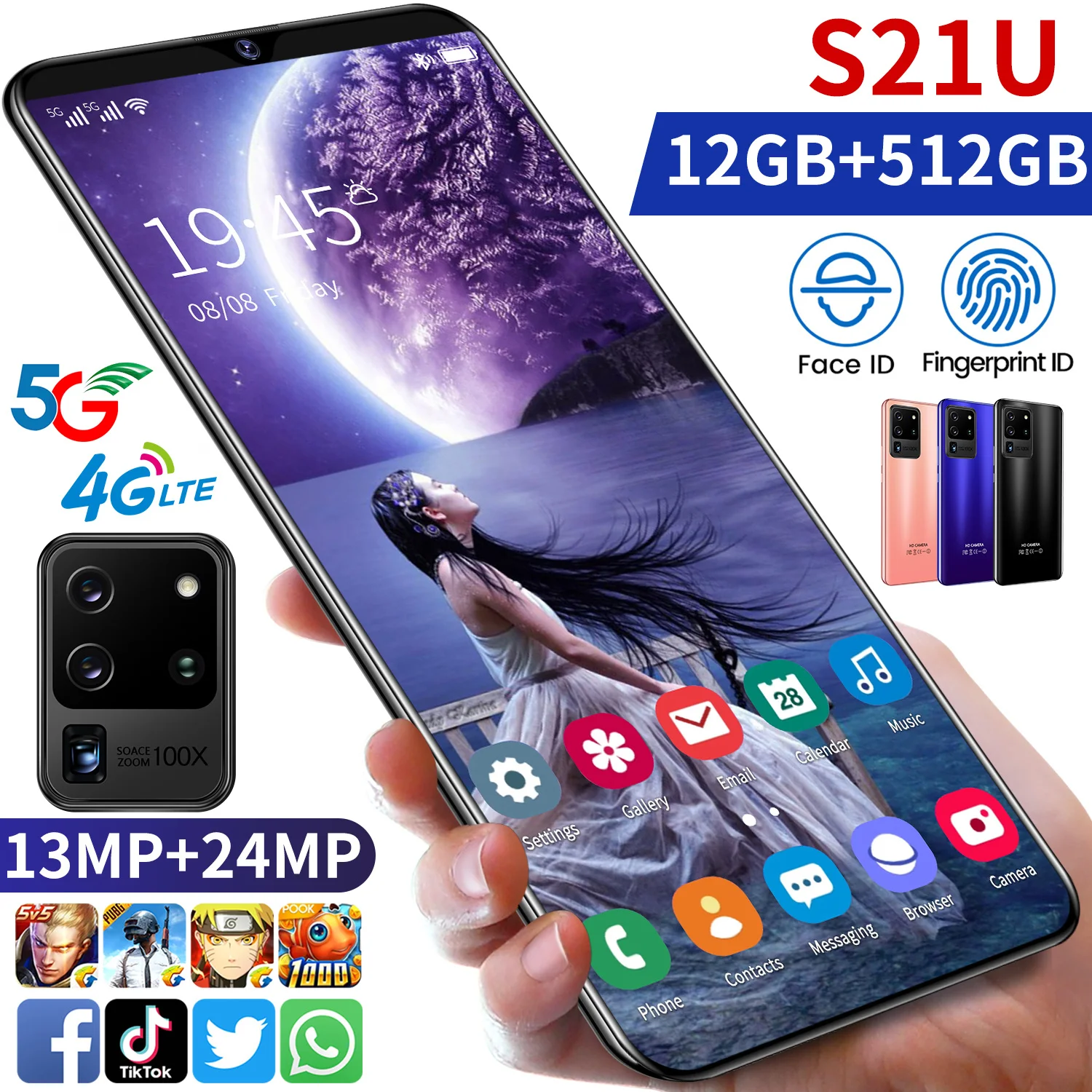 S21U Smartphone5G 8G+128GB Ultrathin High capacity HD1440x3040 Full Screen Celular 24MP+48MP realme 4800mah Cheap Phone Featured
S21U Smartphone5G 8G+128GB Ultrathin High capacity HD1440x3040 Full Screen Celular 24MP+48MP realme 4800mah Cheap Phone Featured