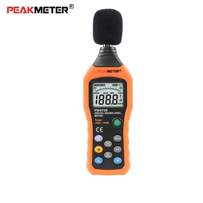 

PEAKMETER PM6708 LCD Digital Audio Decibel Sound Noise Level Meter dB Meter Measuring Logger Tester 30dB to 130dB