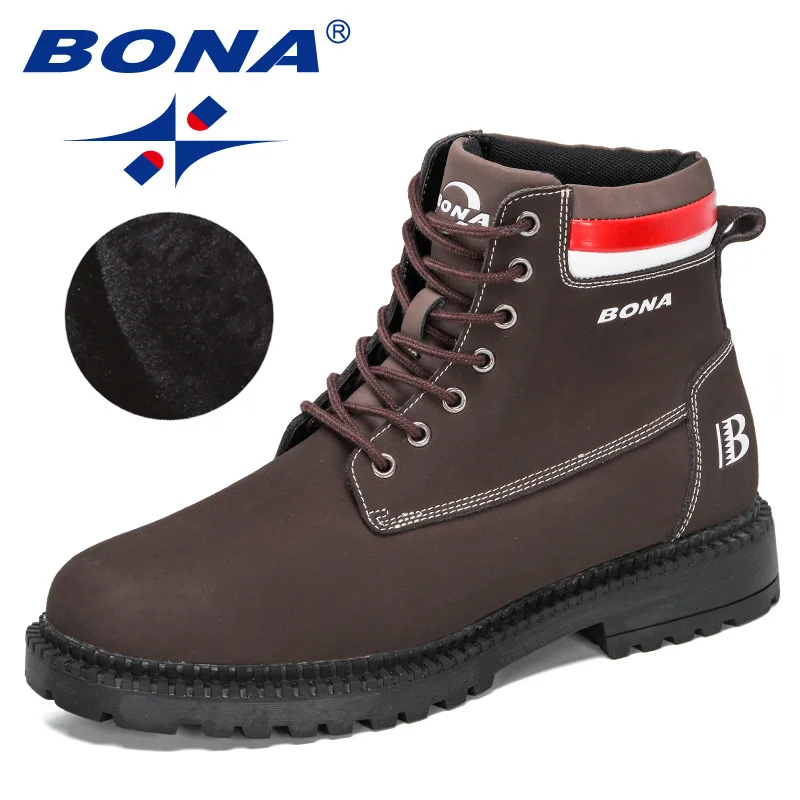 BONA 2021 New Designers Fashion Nubuck Leather Sneakers Man Plush Snow Shoes Men Warm Outdoor Ankle Boots Classic Mansculino
BONA 2021 New Designers Fashion Nubuck Leather Sneakers Man Plush Snow Shoes Men Warm Outdoor Ankle Boots Classic Mansculino
