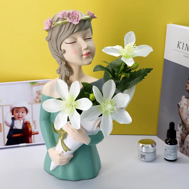 Human Sculpture Vases Nordic Resin Painted Figure Head Decoration Desktop Arrangement Ornaments Flower Pots Crafts Decor Gift
Human Sculpture Vases Nordic Resin Painted Figure Head Decoration Desktop Arrangement Ornaments Flower Pots Crafts Decor Gift