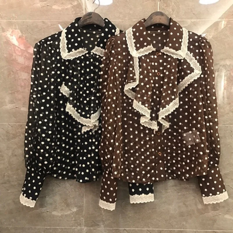 High Quality Designer Blouses 2020 Spring Coffee Black Shirts Women Turn-down Collar Polka Dot Print Casual Work Shirts Female
High Quality Designer Blouses 2020 Spring Coffee Black Shirts Women Turn-down Collar Polka Dot Print Casual Work Shirts Female