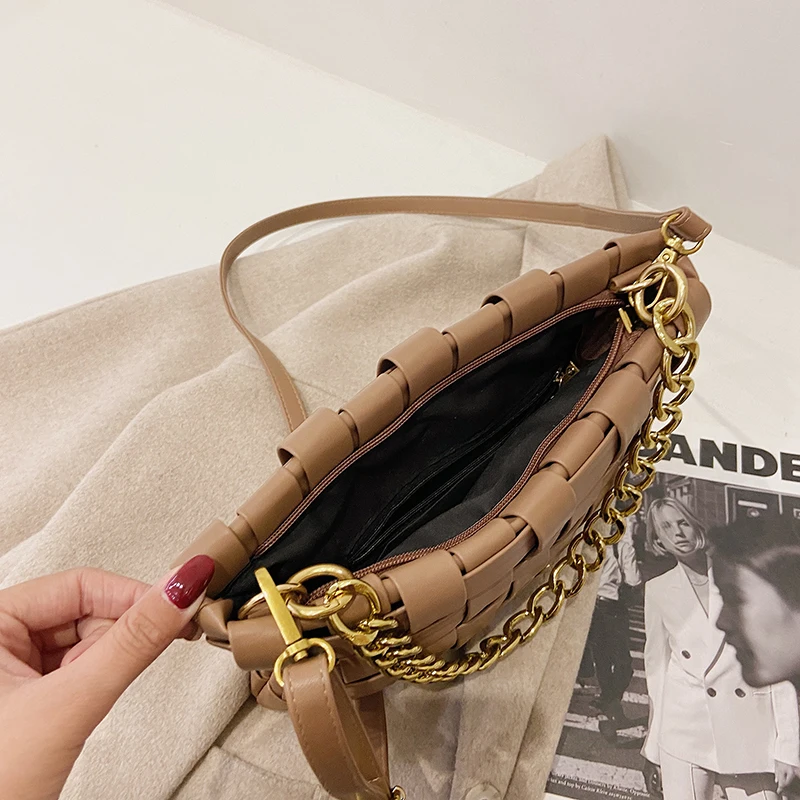 Women Purses and Handbags Luxury Quality PU Leather Shoulder Bag Woven Designer Chains Crossbody Bags Solid Color Baguette Bags
Women Purses and Handbags Luxury Quality PU Leather Shoulder Bag Woven Designer Chains Crossbody Bags Solid Color Baguette Bags
