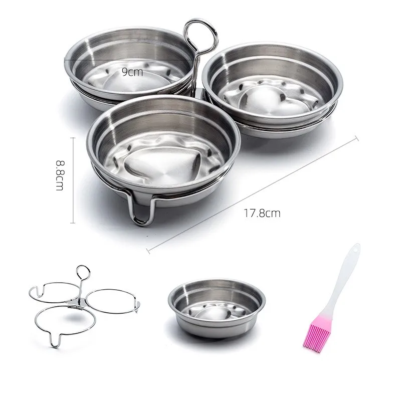 3Pcs/set Egg Boiler Heart Shape Mold Stainless Steel High Temperature Egg Poacher Egg Cooker With Silicone Brush Kitchen Tools
3Pcs/set Egg Boiler Heart Shape Mold Stainless Steel High Temperature Egg Poacher Egg Cooker With Silicone Brush Kitchen Tools