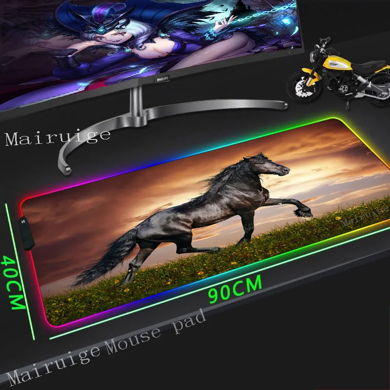 Mairuige Large RGB Mouse Pad Black Lock Edge Animal Horse Computer Keyboard Table Mat Natural Rubber Non-slip 900x400/800x300
Mairuige Large RGB Mouse Pad Black Lock Edge Animal Horse Computer Keyboard Table Mat Natural Rubber Non-slip 900x400/800x300