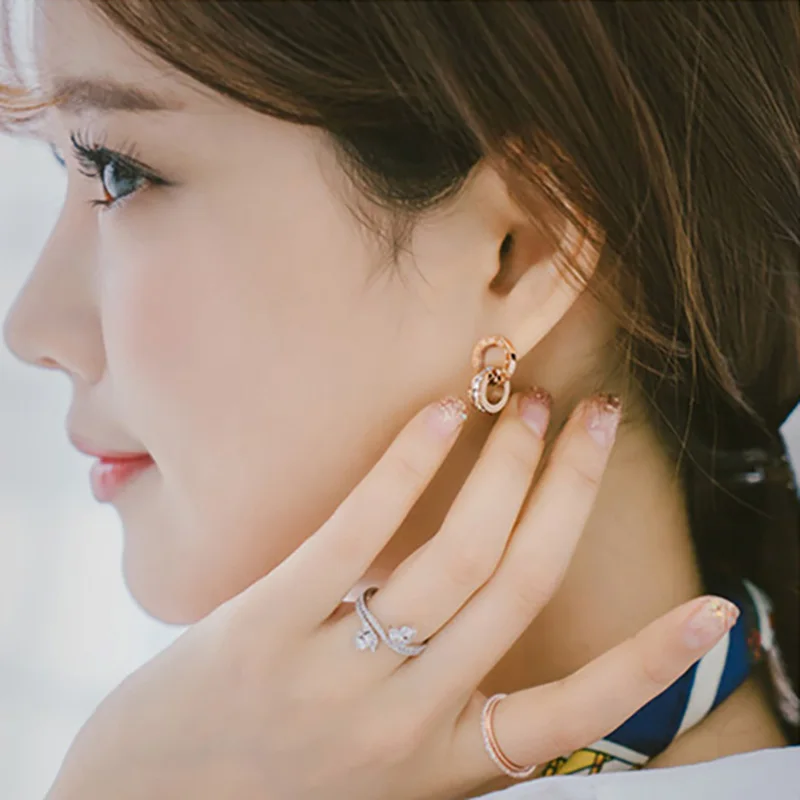 Luxury Brand Roman Numerals Cubic Zirconia Stud Earrings For Women Double Circle Titanium Steel Earrings Female Wedding Jewelry
Luxury Brand Roman Numerals Cubic Zirconia Stud Earrings For Women Double Circle Titanium Steel Earrings Female Wedding Jewelry