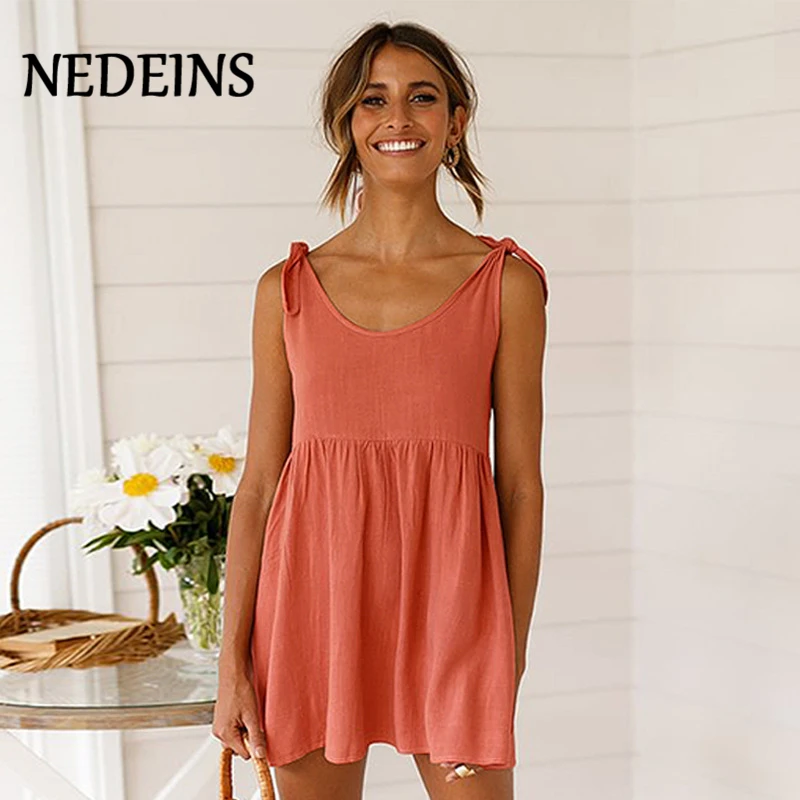 NEDEINS Women Casual Sexy Backless Mini Dress 2020 Summer Beach Strap Off Shoulder Strap Dress Solid Color Plus Size Dress
NEDEINS Women Casual Sexy Backless Mini Dress 2020 Summer Beach Strap Off Shoulder Strap Dress Solid Color Plus Size Dress