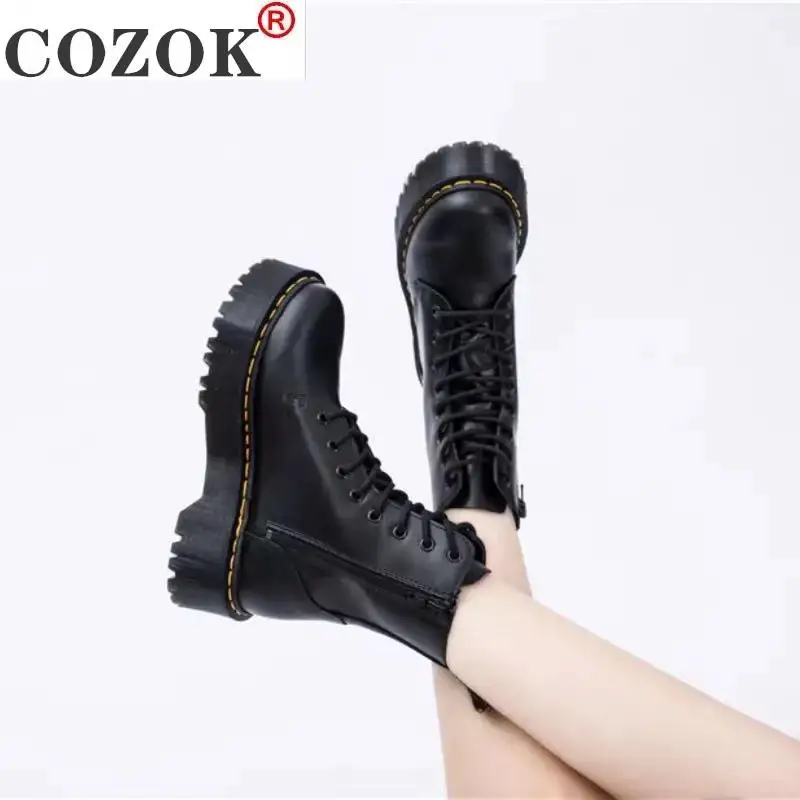 Platform Martens Boots Women Shoes 2021 New Black Leather Ankle Boots Women Punk Shoes Thick Bottom Motorcycle Boot De Mujer
Platform Martens Boots Women Shoes 2021 New Black Leather Ankle Boots Women Punk Shoes Thick Bottom Motorcycle Boot De Mujer