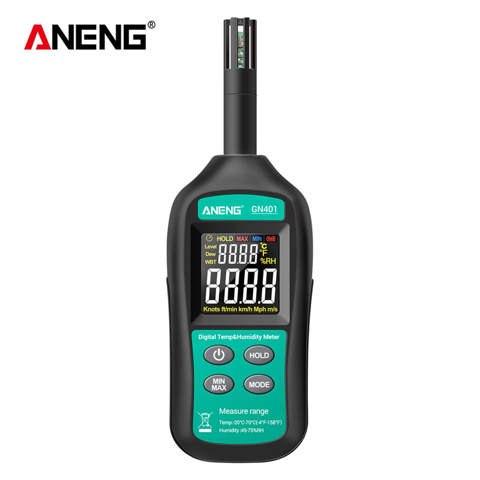 ANENG GN401 Mini Digital Lcd Temperature Humidity Meter Sensor Handheld Precision Digital Thermometer Hygrometer Gauge Tester
ANENG GN401 Mini Digital Lcd Temperature Humidity Meter Sensor Handheld Precision Digital Thermometer Hygrometer Gauge Tester