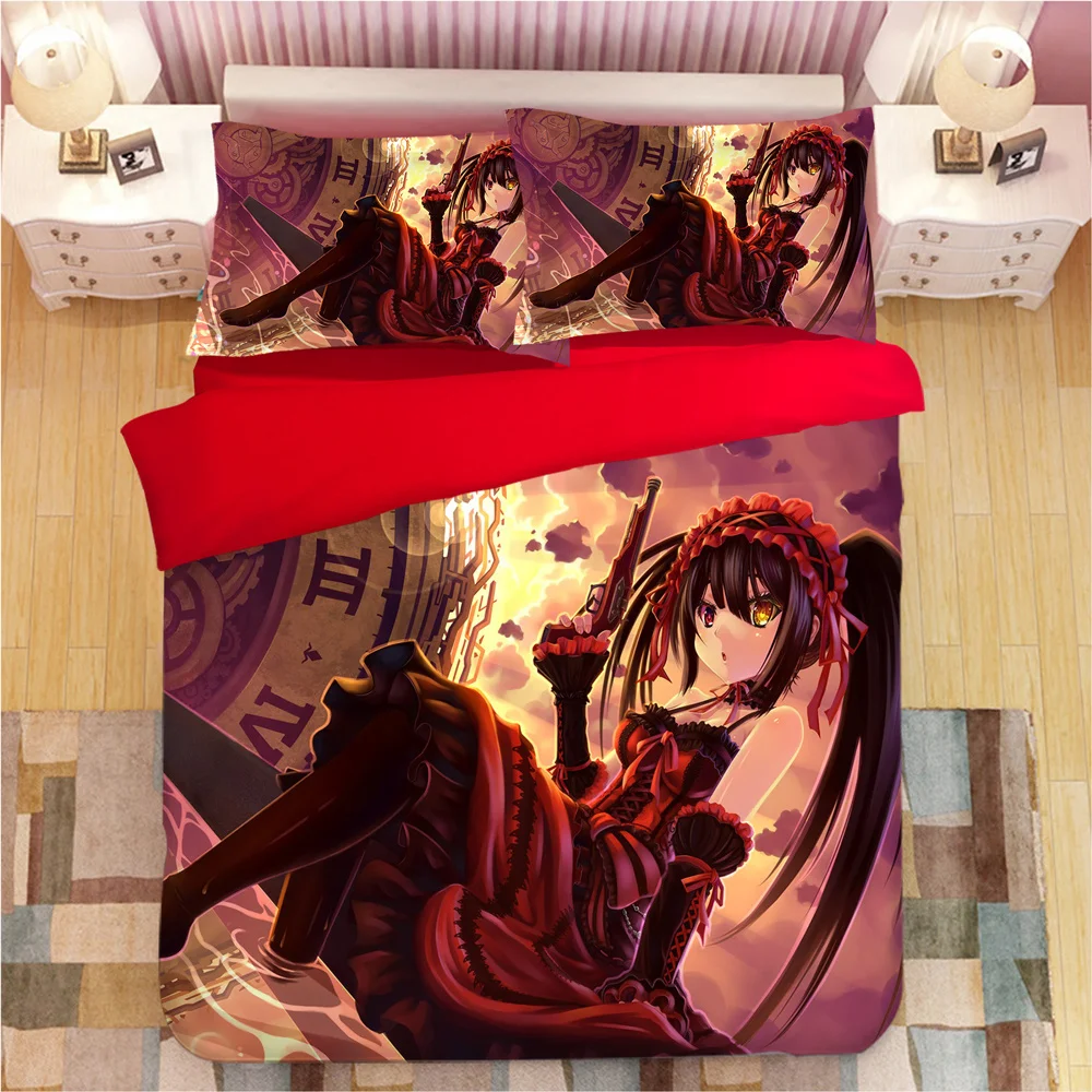 3D Bedding Set Cartoon Anime Duvet Cover Pillowcases Tokisaki Kurumi Comforter Bedding Sets Cute Gothic Style Bedclothes
3D Bedding Set Cartoon Anime Duvet Cover Pillowcases Tokisaki Kurumi Comforter Bedding Sets Cute Gothic Style Bedclothes